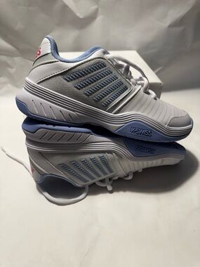 K-Swiss White and Light Blue Tennis Shoes women’s size 8 new/return